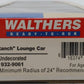 Walthers 932-9061 HO Scale Undecorated "Ranch" Lounge Car LN/Box