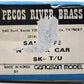 Pecos River Brass N Scale Brass Unlettered Stock Car w/ Decals EX/Box