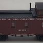 Roundhouse 85806 N Scale Denver & Rio Grande 3-Window Open End Caboose #01125 LN/Box