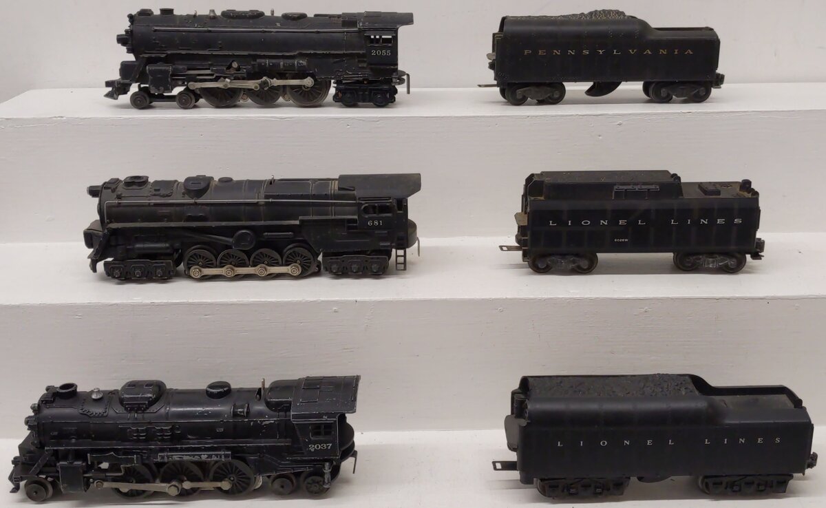 Lionel O Gauge Vintage Locomotives & Tenders; 681, 2037, 2055[6] VG
