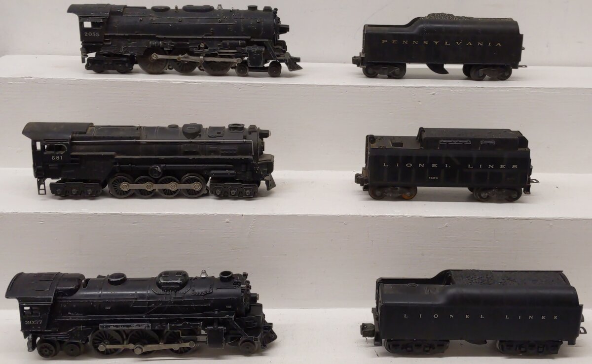 Lionel O Gauge Vintage Locomotives & Tenders; 681, 2037, 2055[6] VG