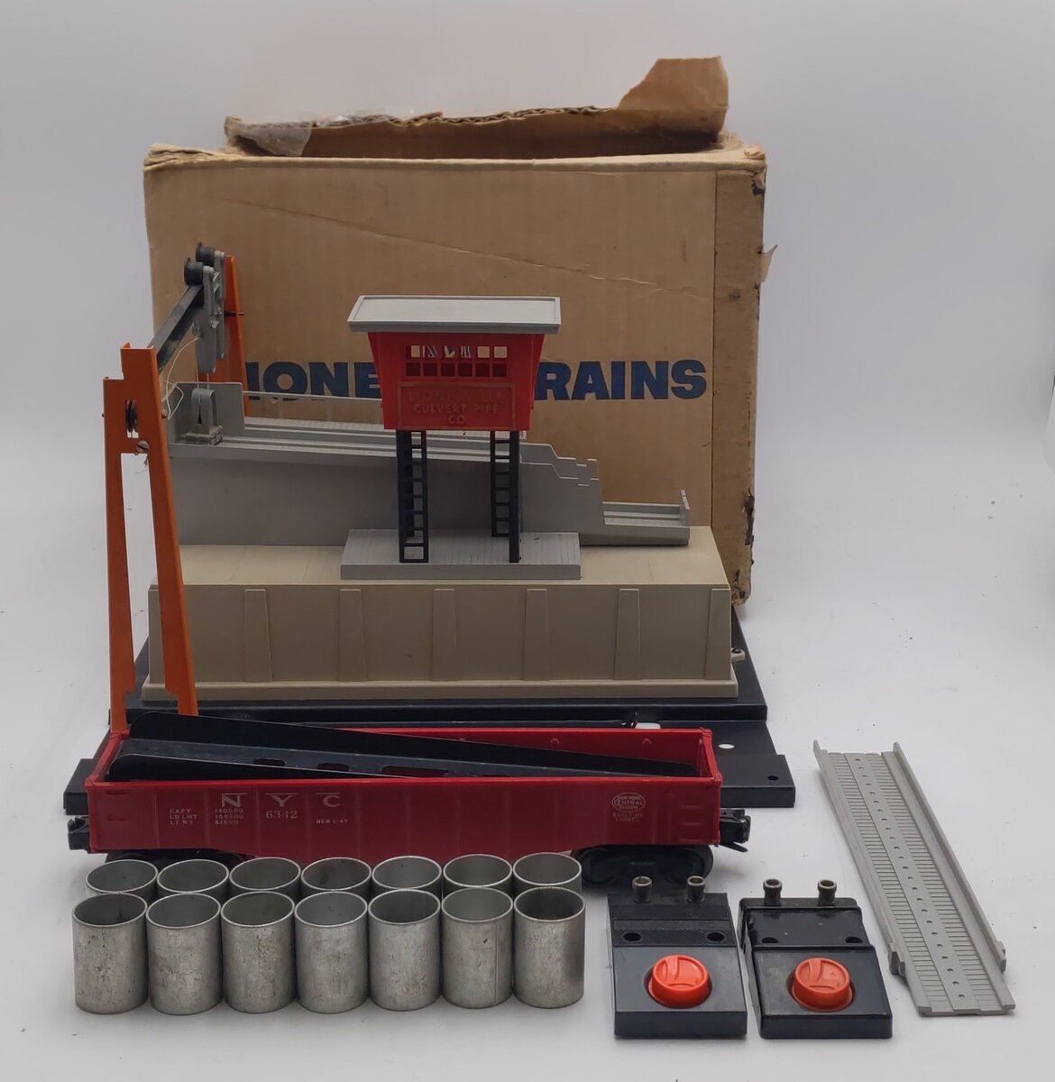 Lionel 345 Vintage O Motorized Culvert Unloader with Car VG/Box