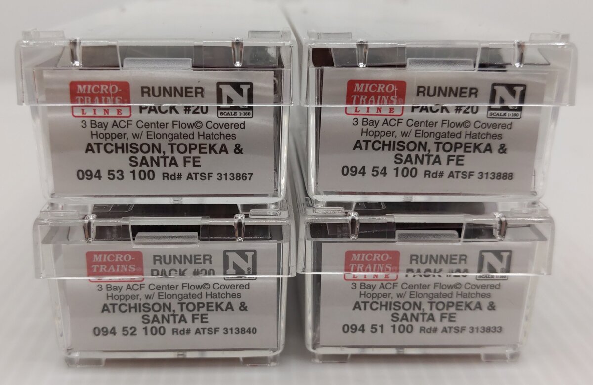 Micro-Trains 99300020 N ATSF 4650 cu ft 3 Bay ACF Boxcar Runner Pack (Set of 4) LN/Box