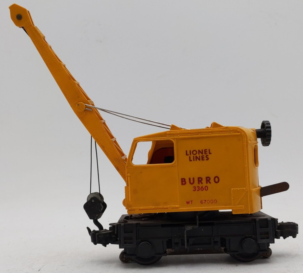 Lionel 3360 Vintage O Gauge Postwar Operating Burro Crane Car VG