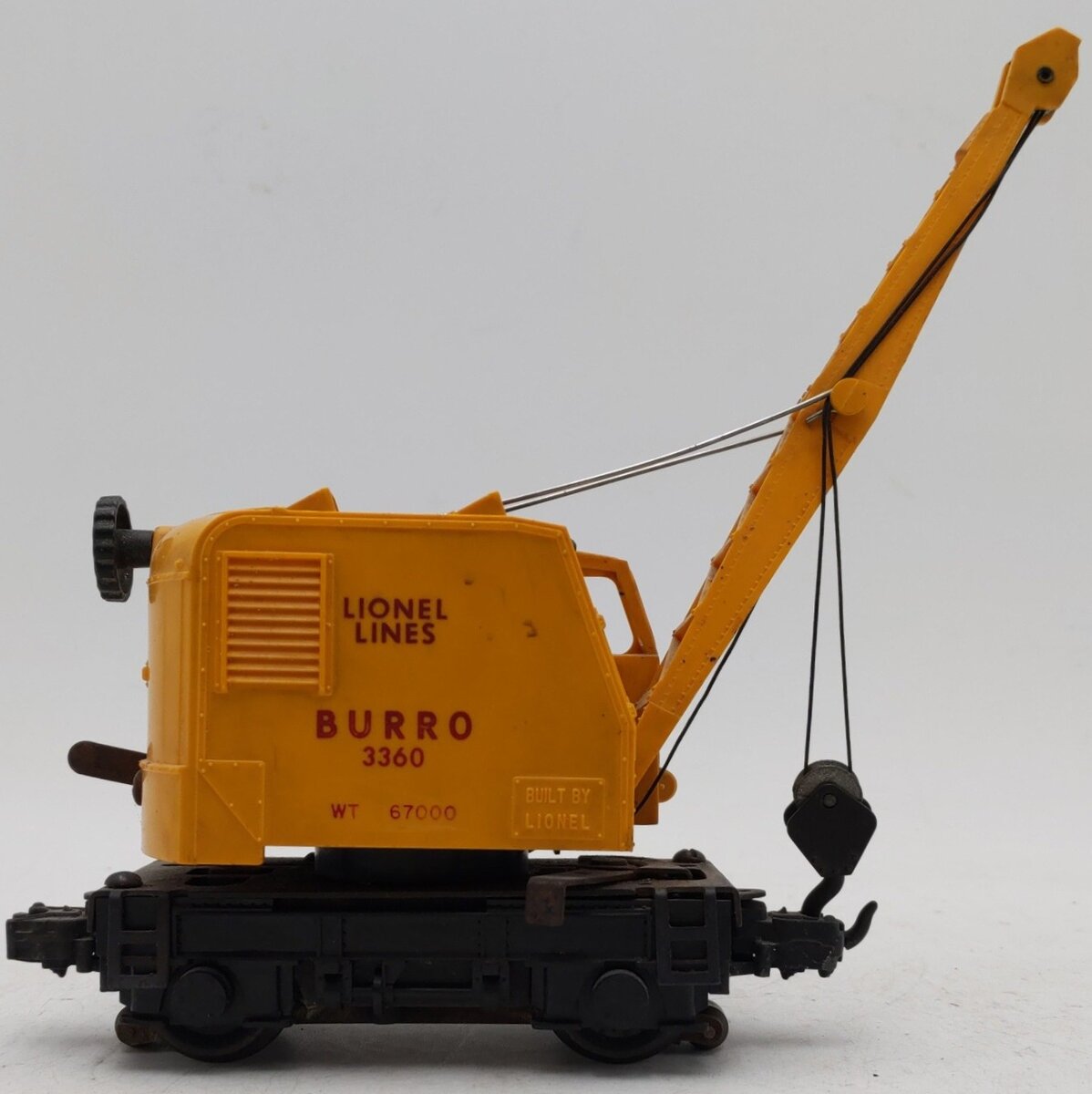 Lionel 3360 Vintage O Gauge Postwar Operating Burro Crane Car VG