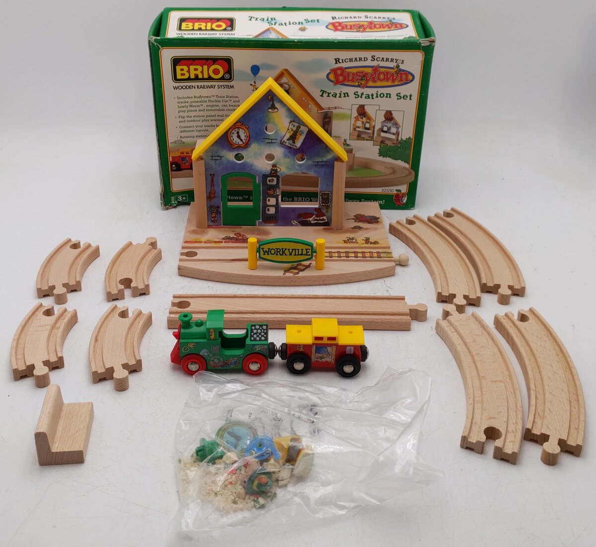 Brio 32550 Classic Richard Scarry's Busytown Train Station Set VG/Box