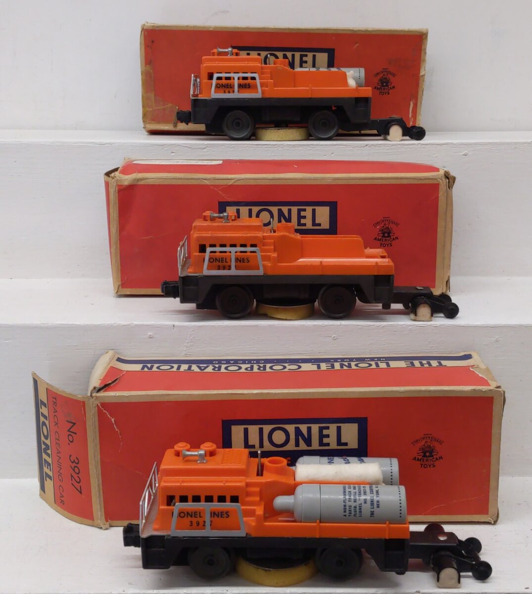 Lionel Vintage O Motorized Track Cleaner Cars #3927 [3] EX/Box