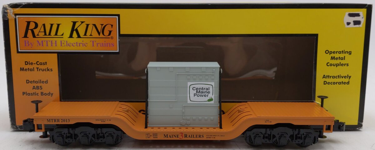 MTH 30-76529 O Gauge Maine Central Power Depressed Flat Car w/ Transformer #2013 LN/Box