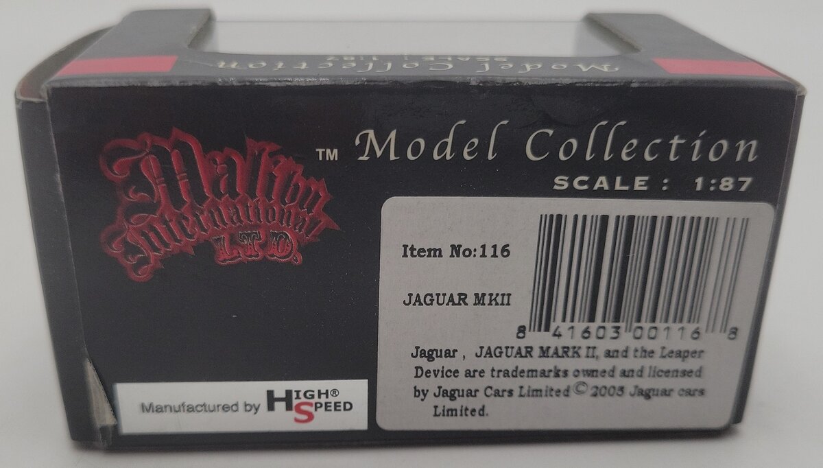 Malibu International 00100 1:87 Black Jaguar Mark 2 EX/Box