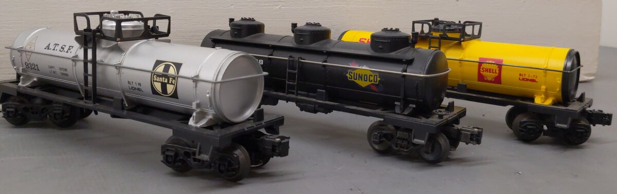 Lionel O Gauge Assorted Gas Tank Cars: #9321,#9138, & #9152 [3] EX