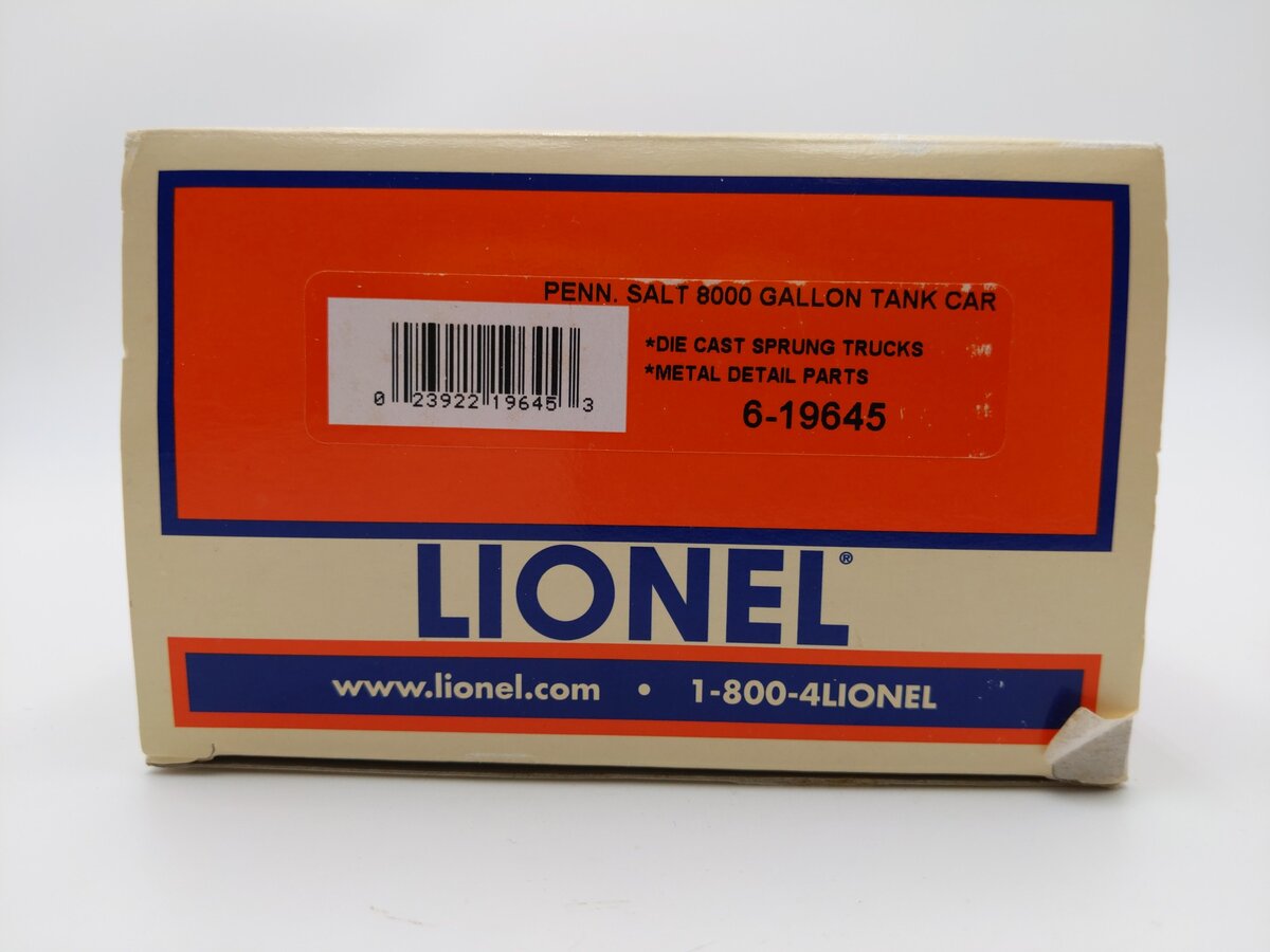 Lionel 6-19645 O Gauge Pennsylvania Salt 8,000 Gallon Tank Car #4724 EX/Box