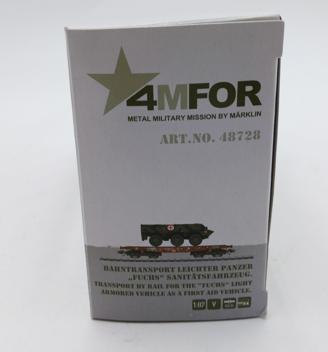 Marklin 48728 HO Scale Flatcar with Fuchs First Aid Truck LN/Box