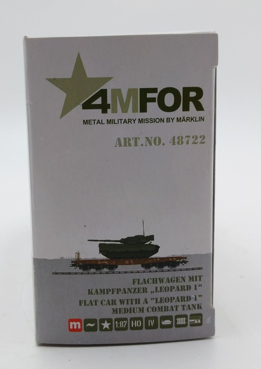 Marklin 48722 HO Scale Ferrovie Dello Stato Flat w/ Leopard Tank LN/Box