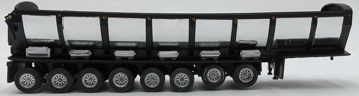 Custom Built 1:50 Diecast Custom Trout River 8 Axle Live Bottom Trailer Black/Box