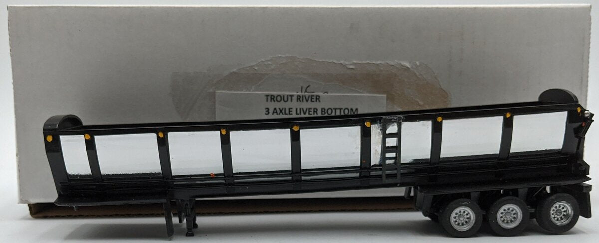 Custom Built 1:50 Diecast Custom Trout River 8 Axle Live Bottom Trailer Black/Box