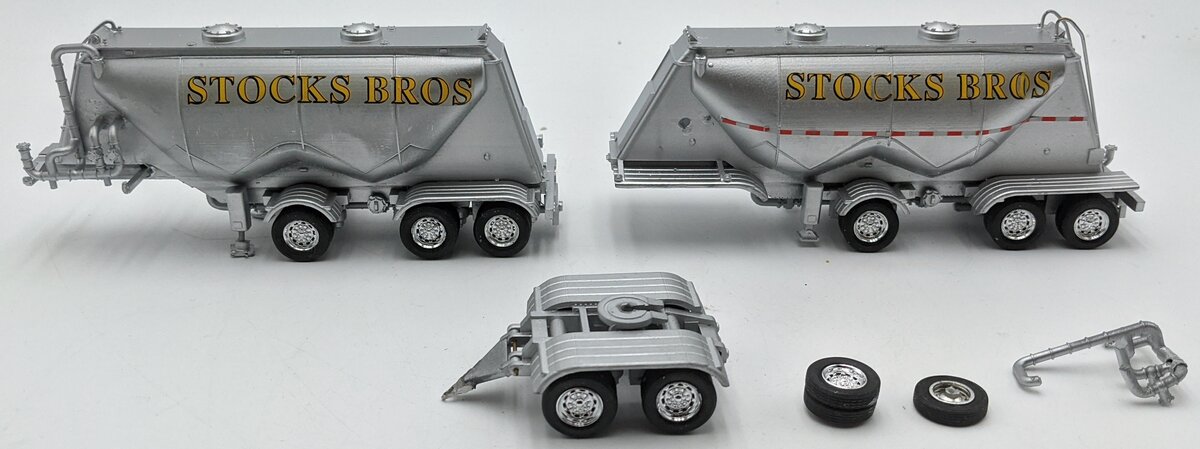 Custom Built 1:50 Diecast Custom Set Pneumatic Trailers w/Dolly (Set of 2)
