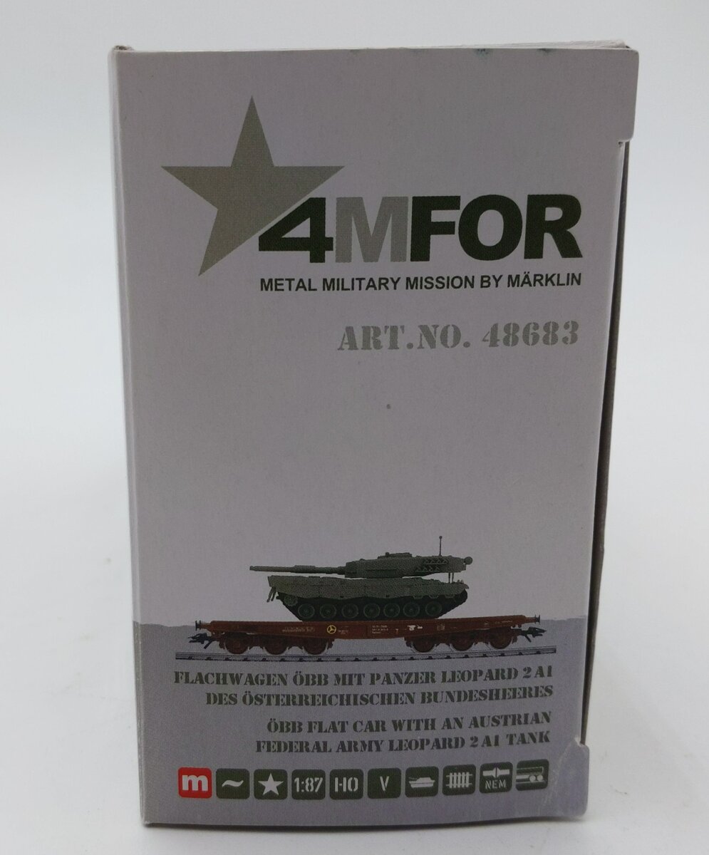 Marklin 48683 HO Scale Austrian Federal Army Flatcar w/Leopard 2 Tanks LN/Box