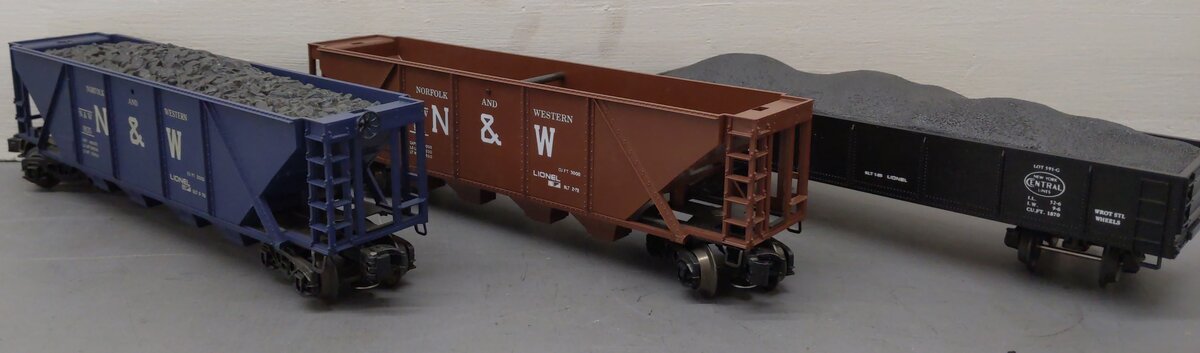 Lionel O Gauge Assorted Hooper Cars & Gondola Car: #9135,9111; & #6209 [3] EX