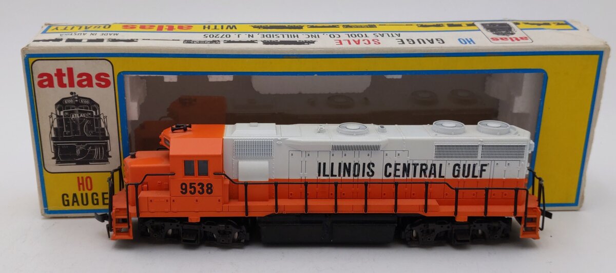 Atlas 7062 HO Illinois Central Gulf GP 38 Diesel Locomotive #9538 EX/Box