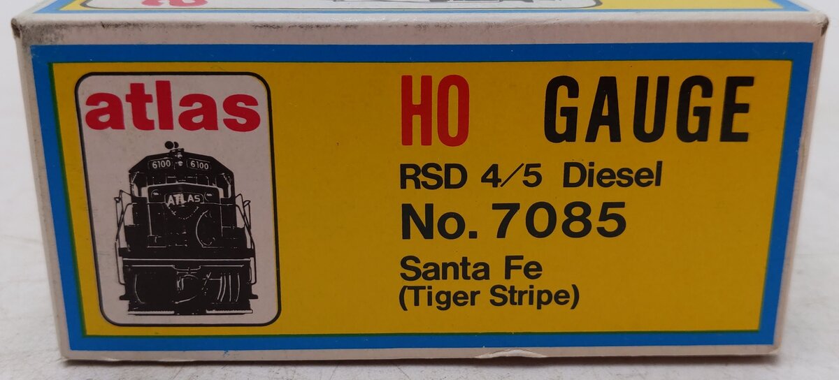 Atlas 7085 HO Santa Fe "Tiger Stripe" RSD 4/5 Diesel Locomotive #2138 EX/Box