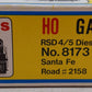 Atlas 8173 HO Scale Santa Fe RSD4/5 Diesel Locomotive #2158 EX/Box
