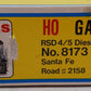 Atlas 8173 HO Scale Santa Fe RSD4/5 Diesel Locomotive #2158 EX/Box