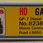Atlas 8238 Illinois Central GP-7 Diesel Locomotive #8850 EX/Box