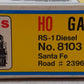 Atlas 8103 HO Scale Santa Fe RS-1 Diesel Locomotive #2396 EX/Box