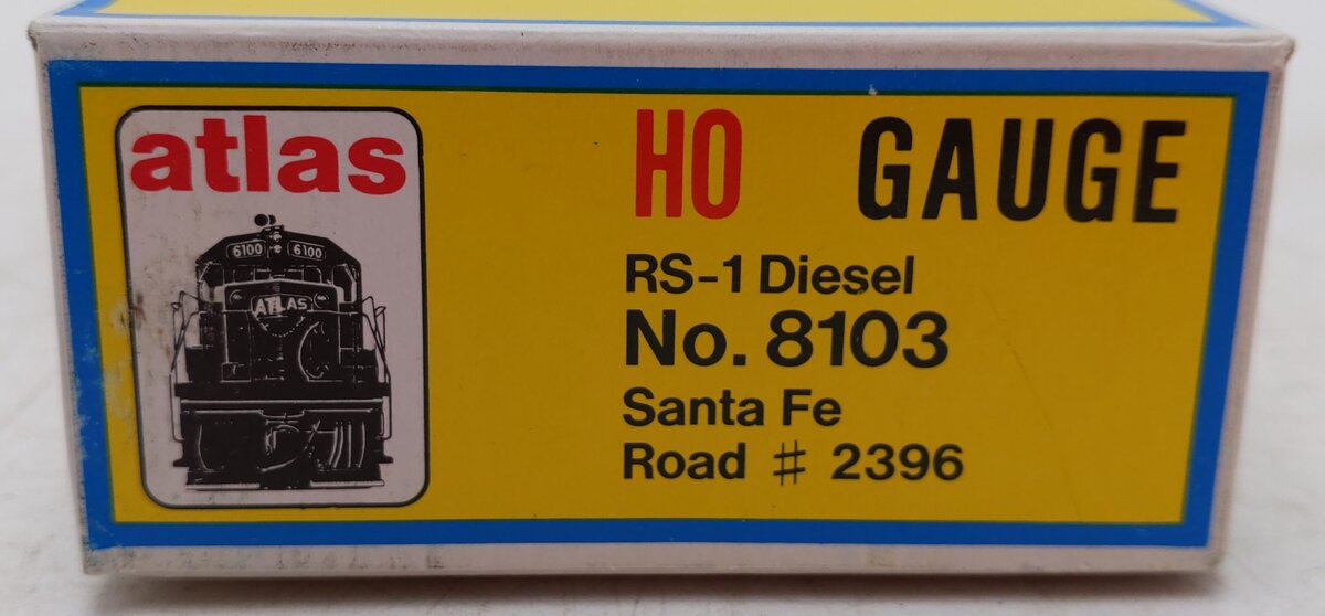 Atlas 8103 HO Scale Santa Fe RS-1 Diesel Locomotive #2396 EX/Box