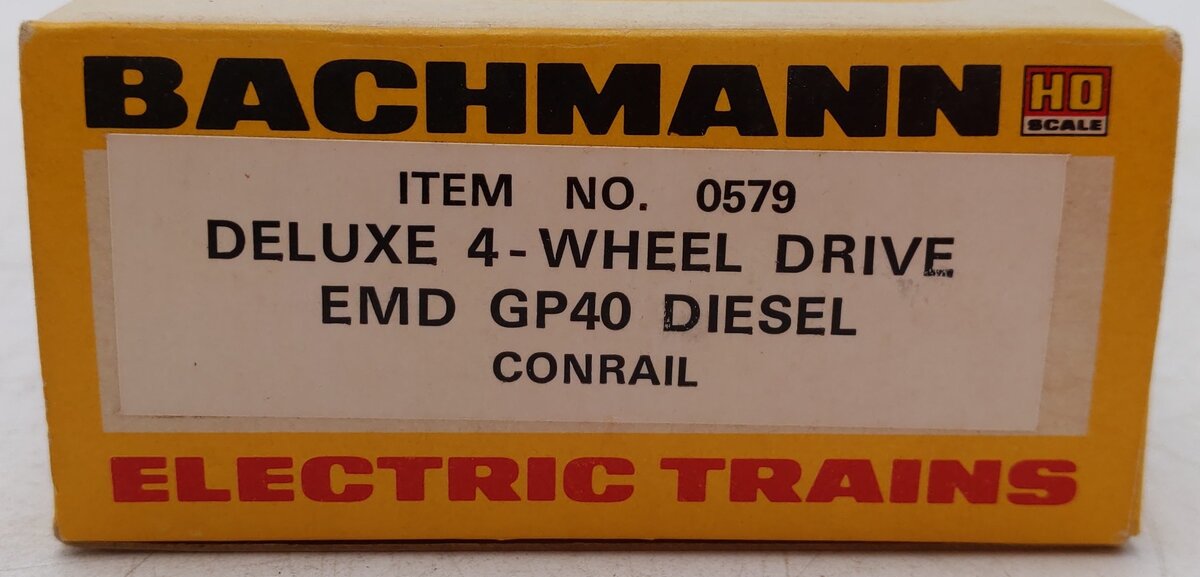 Bachmann 0579 HO Conrail Deluxe 4-Wheel Drive EMD GP40 Diesel Locomotive EX/Box