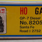 Atlas 8205 HO Scale Santa Fe EMD GP7 Diesel Locomotive #2752 EX/Box