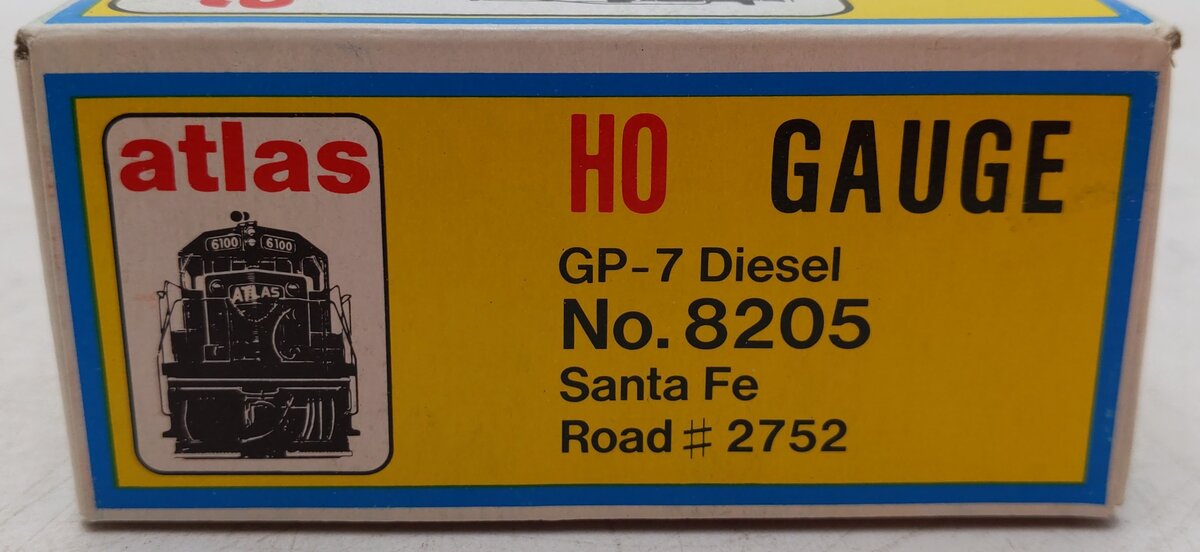 Atlas 8205 HO Scale Santa Fe EMD GP7 Diesel Locomotive #2752 EX/Box