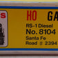 Atlas 8104 HO Santa Fe RS-1 Diesel Engine #2394 EX/Box