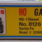 Atlas 8126 HO Scale Santa Fe RS-1 Diesel Locomotive #2395 EX/Box