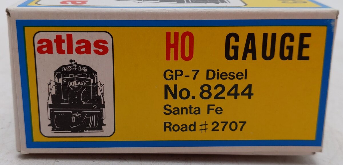 Atlas 8244 HO Scale 8244 Santa Fe GP-7 Diesel Locomotive #2707 EX/Box