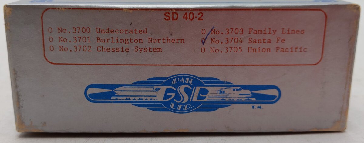 GSB Rail Associates 3704 HO Scale Santa Fe Diesel Locomotive -Assembled EX/Box