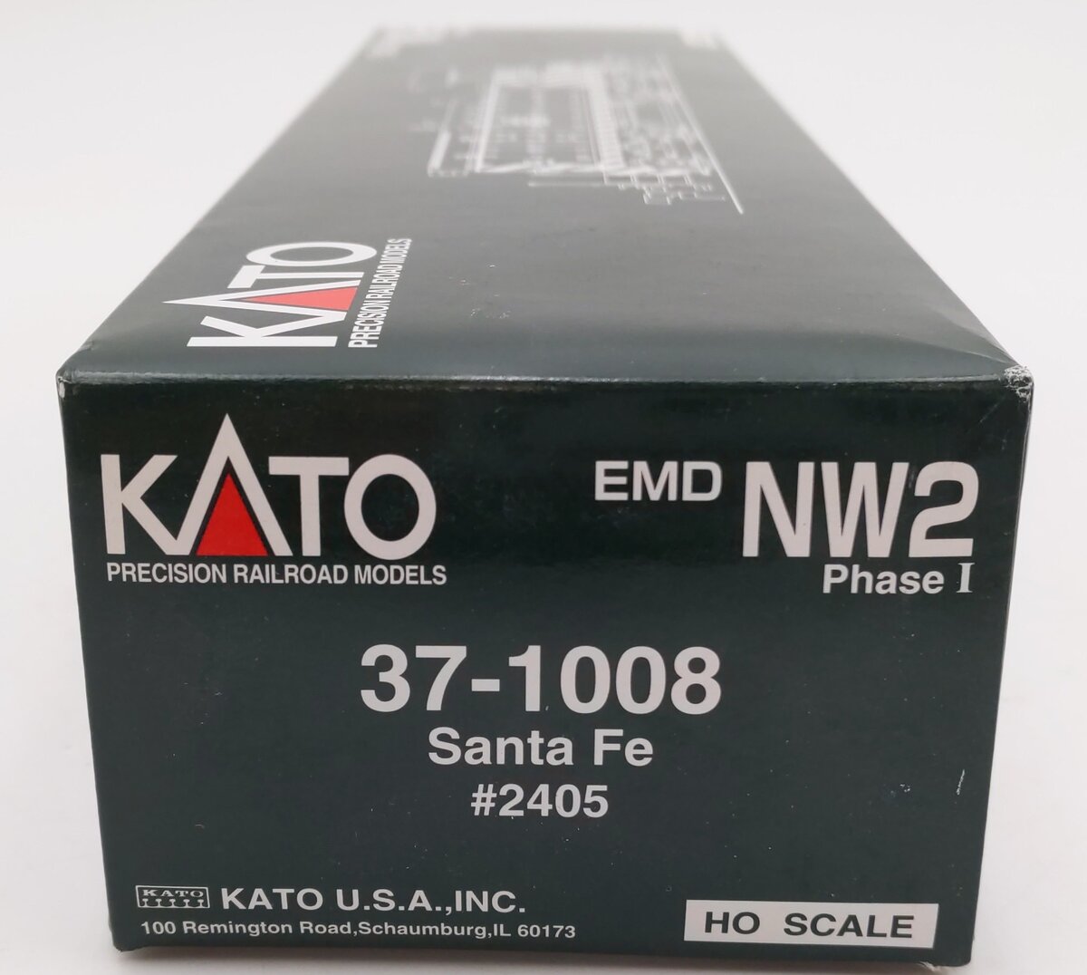 Kato 37-1008 HO Scale Santa Fe EMD NW2 Phase I Diesel Locomotive #2405 VG/Box