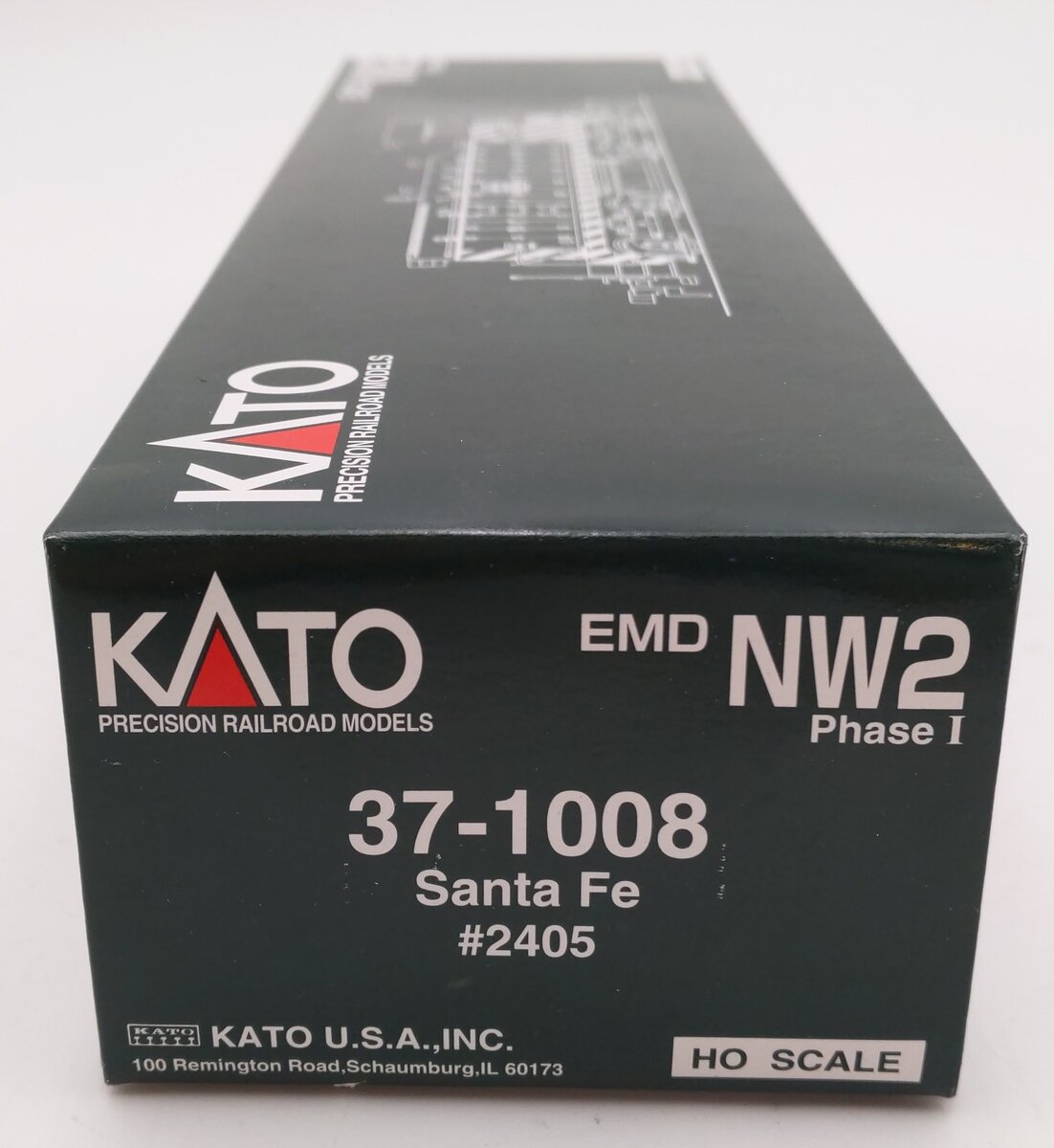 Kato 37-1008 HO Scale Santa Fe EMD NW2 Phase I Diesel Locomotive #2405 EX/Box