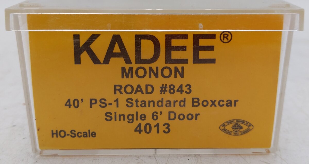 Kadee 4013 HO Scale Monon 40' PS-1 Single 6' Door Boxcar #843 EX/Box