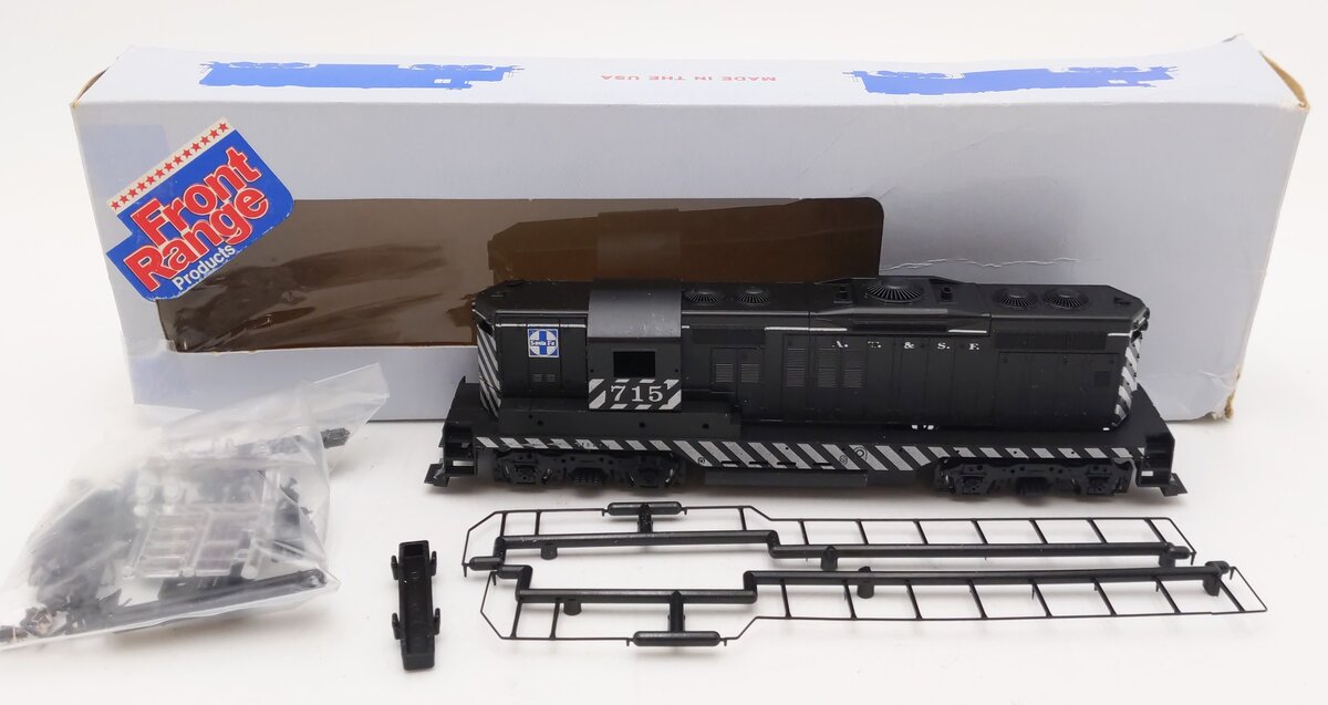Front Range 9107 HO Scale Santa Fe GP-9 Powered Zebra Diesel Locomotive #715 VG/Box