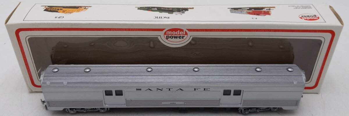 Model Power 8861 HO Scale Atchison Topeka Santa Fe Budd Baggage Car #3550 EX/Box