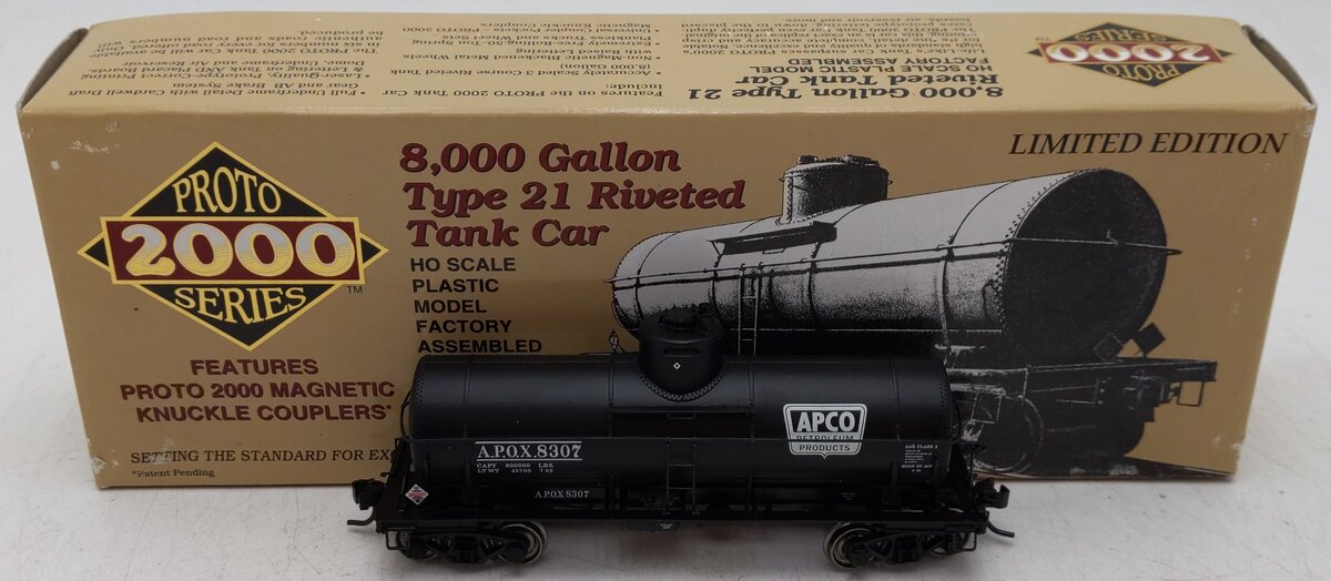 Proto 2000 8307 HO APCO 8000 Gallon Type 21 Riveted Side Tank Car #8307 EX/Box