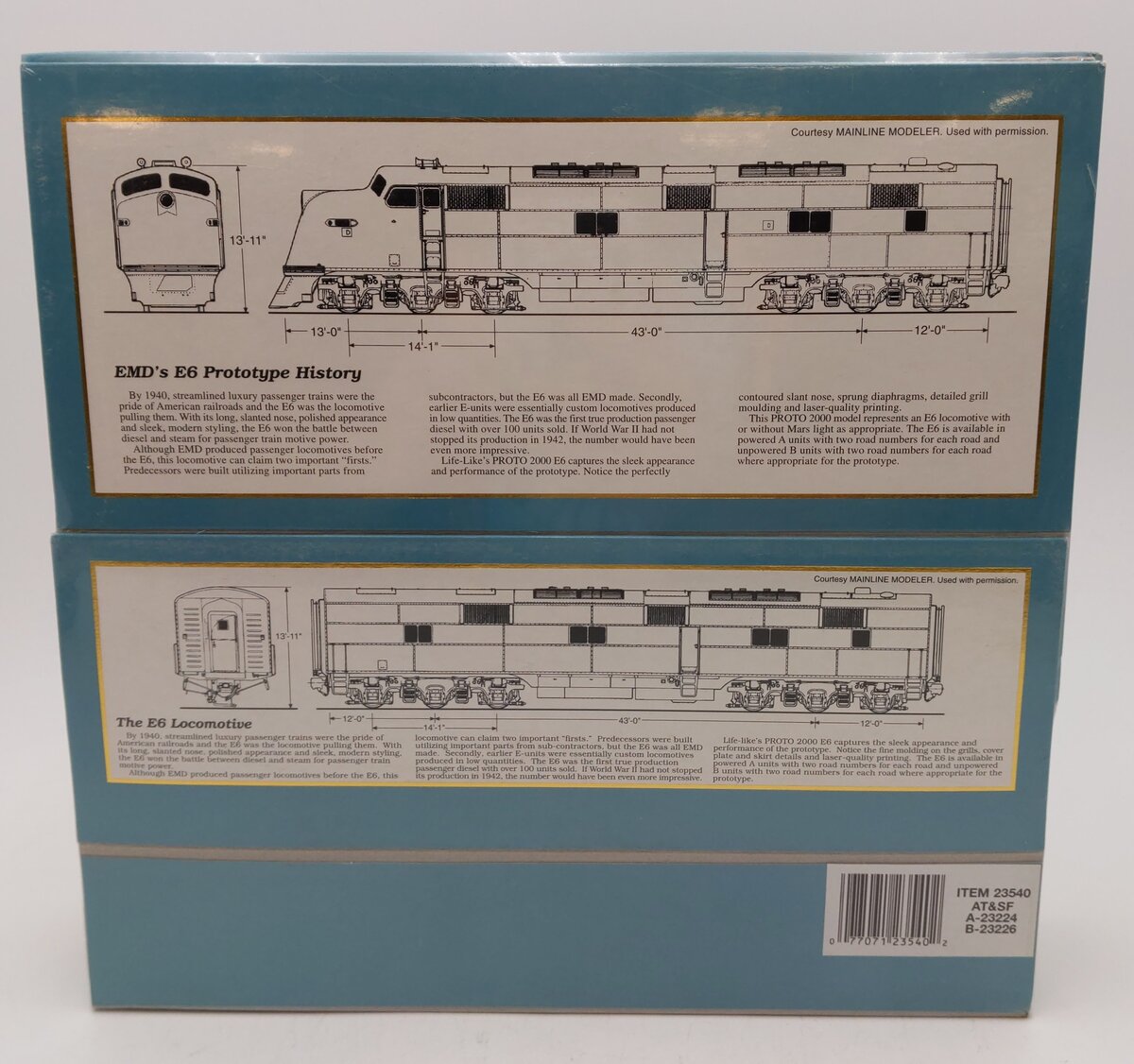 Proto 2000 23224 HO Scale AT&SF EMD E6 & E6B Diesel Locomotive Set MT/Box
