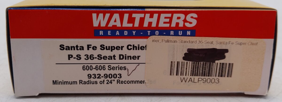 Walthers 932-9003 HO Scale Santa-Fe Super Chief P-S 36-Seat Diner Car EX/Box