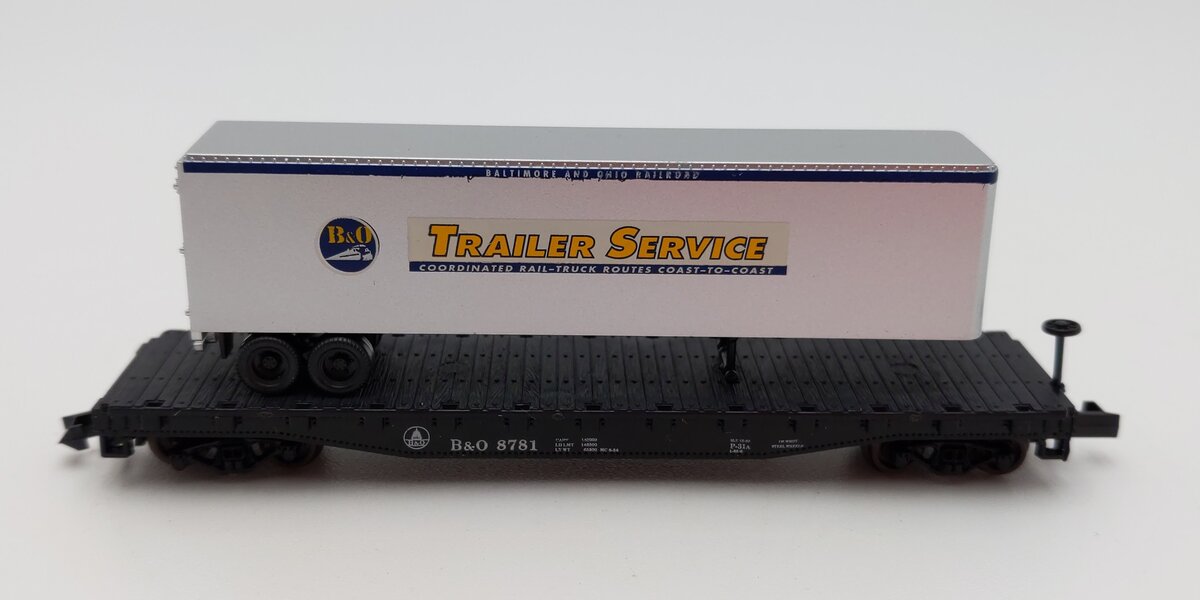 Atlas 3779 N Scale Baltimore & Ohio Flat Car w/40' Trailer #8781 EX/Box
