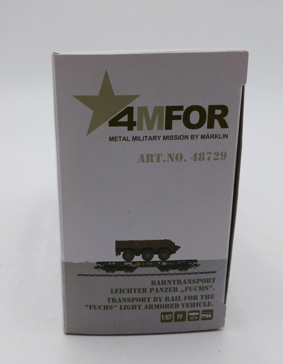 Marklin 48729 HO Scale Flatcar with Fuchs Armored Vehicle LN/Box
