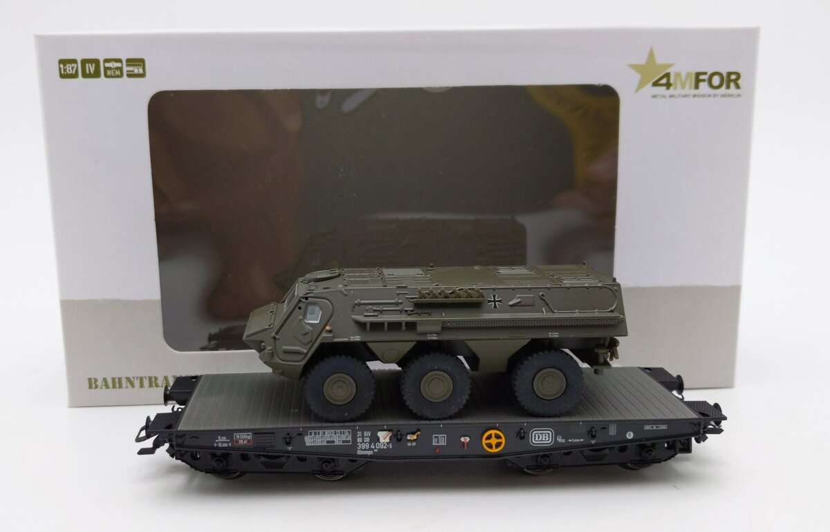 Marklin 48729 HO Scale Flatcar with Fuchs Armored Vehicle LN/Box