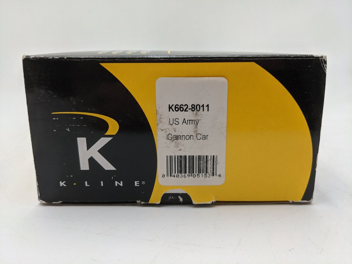K-Line K662-8011 O Gauge DODX Depressed Center Flatcar w/Cannon EX/Box