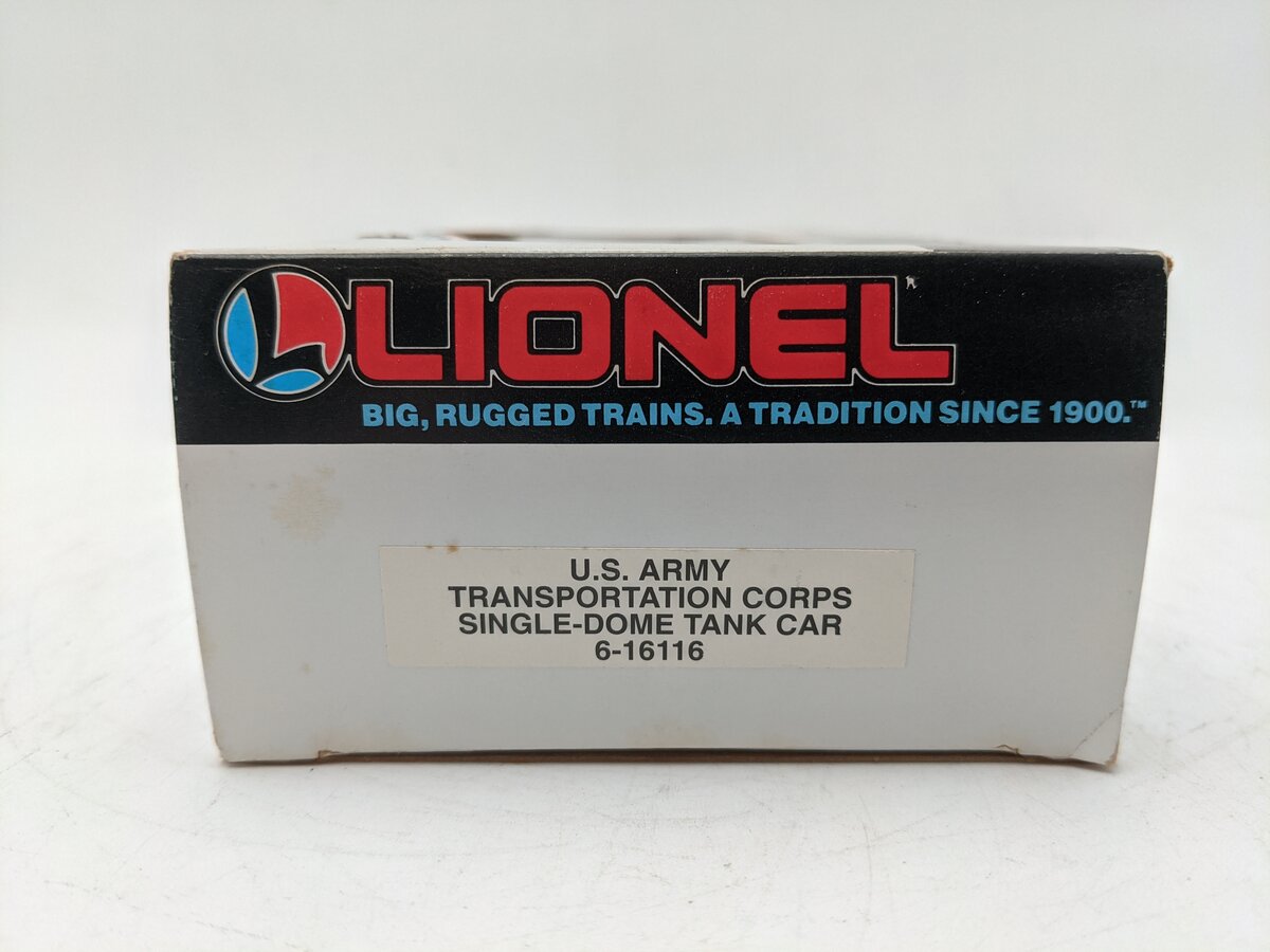 Lionel 6-16116 O Gauge U.S. Army Transportation Corps Single Dome Tank Car VG/Box