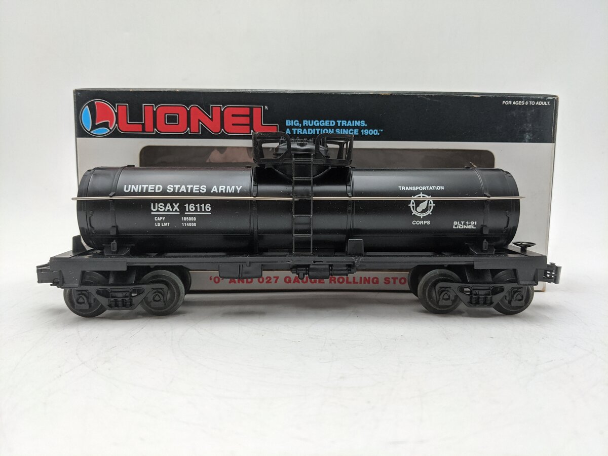 Lionel 6-16116 O Gauge U.S. Army Transportation Corps Single Dome Tank Car VG/Box
